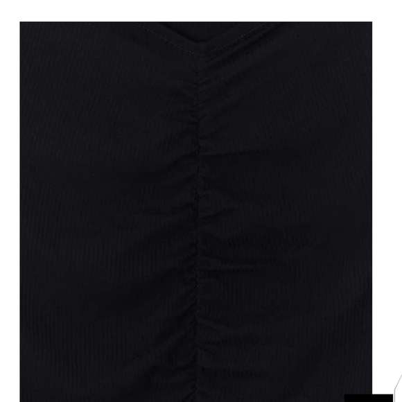 🆕BLACK RIB BELL SLEEVE MIDI SHIRRED OFF SHOULDER TOP - Picture 6 of 8